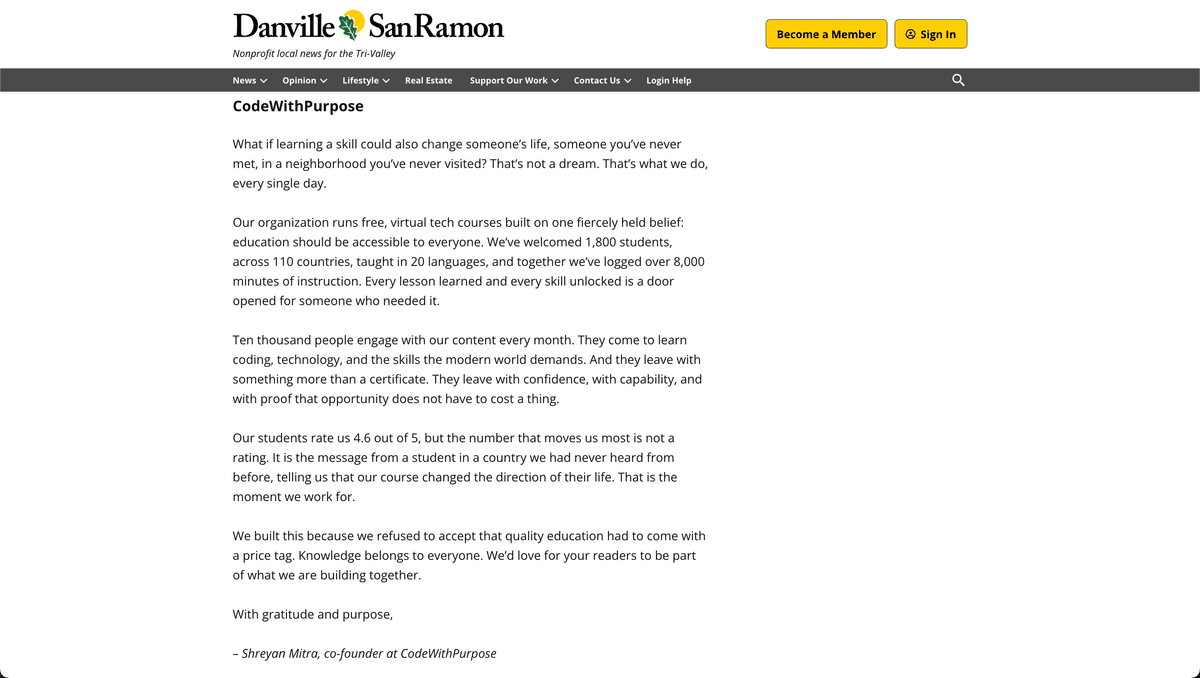 Danville San Ramon newspaper feature