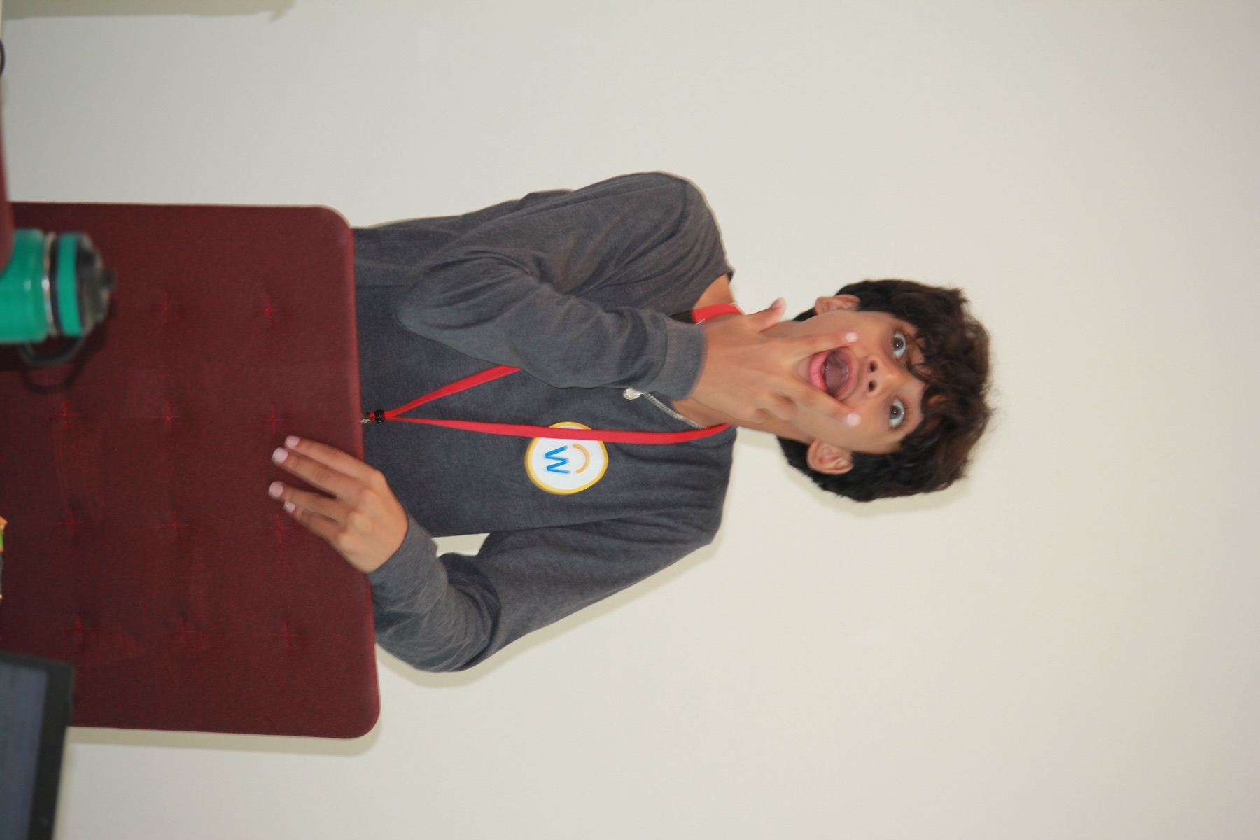A student reacts with delight during the Dublin hackathon